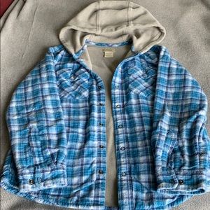 LLBean boys fleece lined flannel button down